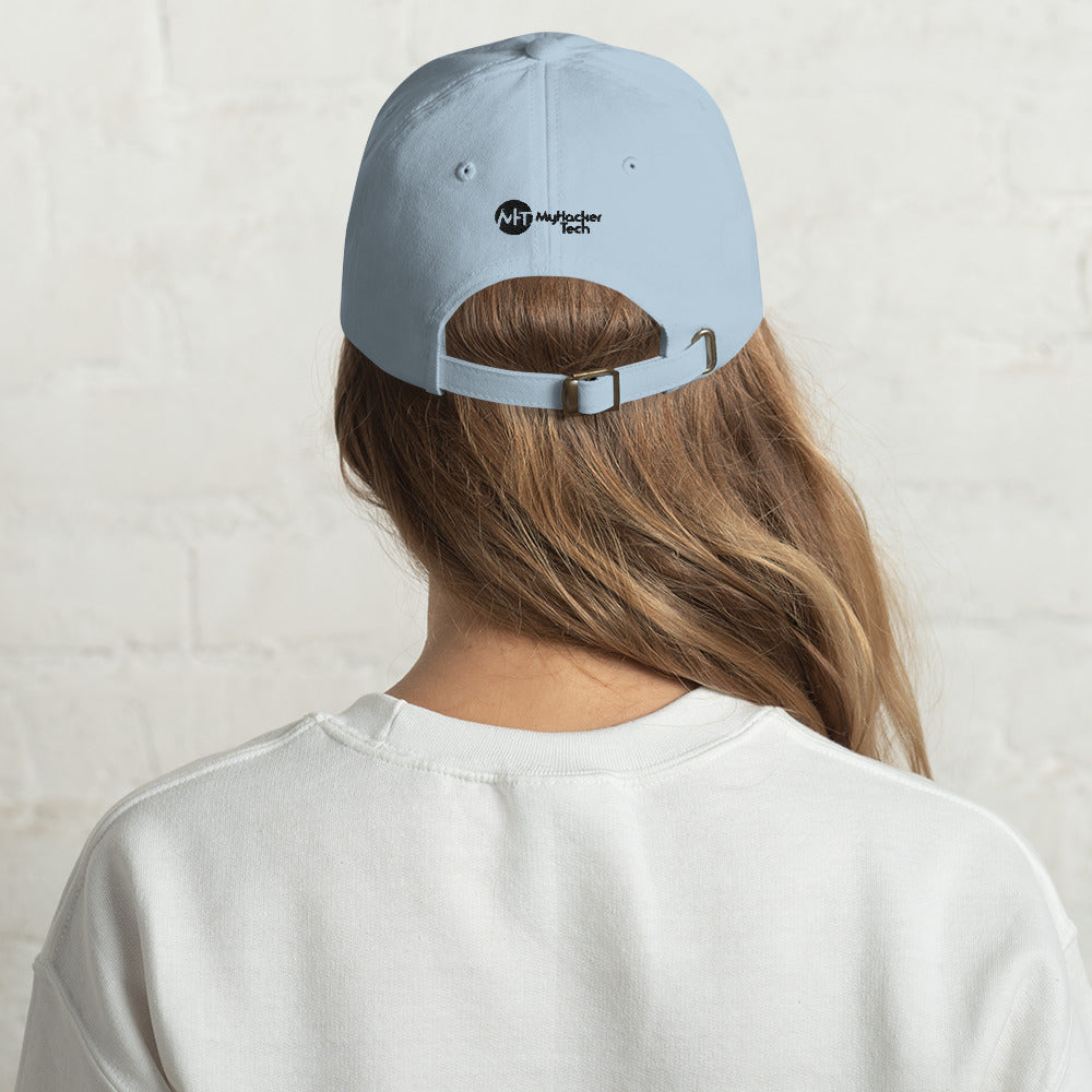 I void warranties - Dad hat (black text) by DarkByteGear