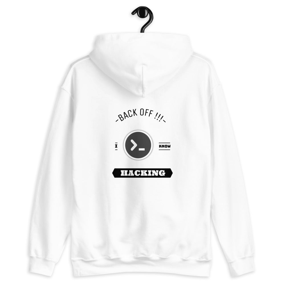 Back off I know hacking - Unisex Hoodie (black text) by DarkByteGear