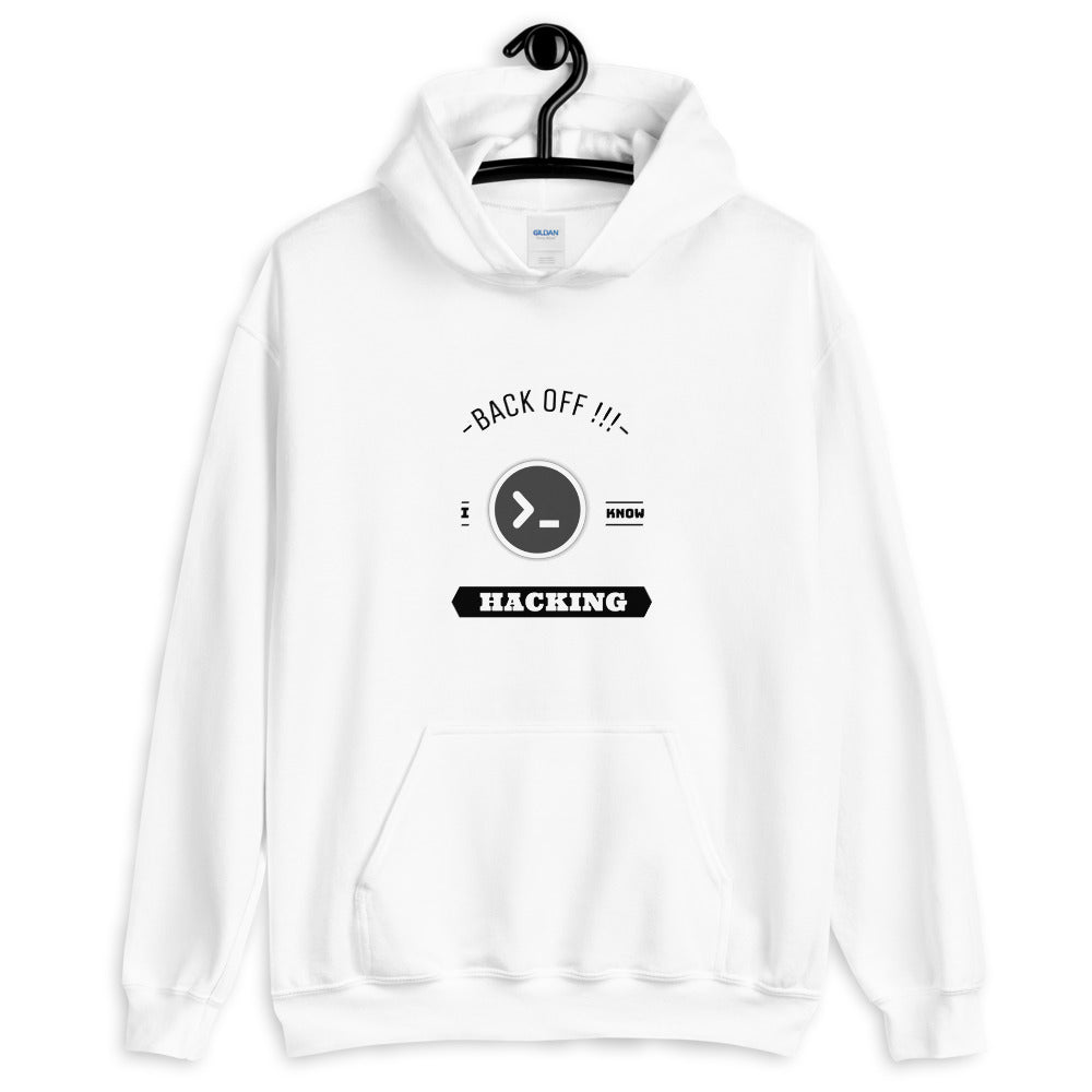 Back off I know hacking - Unisex Hoodie (black text) by DarkByteGear