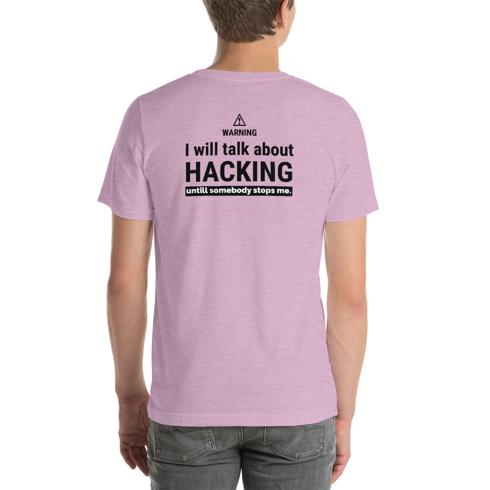 I will talk about HACKING - Short-Sleeve Unisex T-Shirt (black text) by DarkByteGear