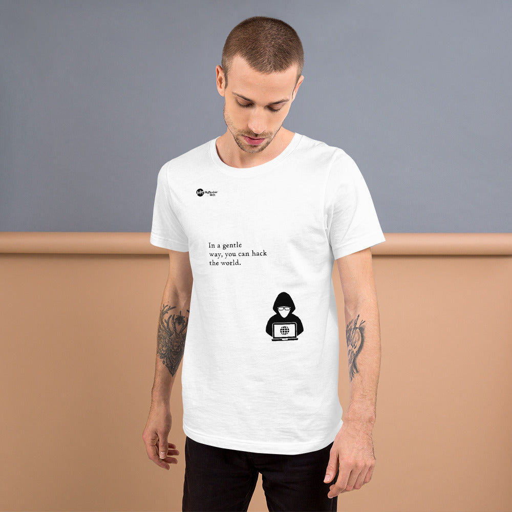 You can hack the world - Short-Sleeve Unisex T-Shirt (black text) by DarkByteGear