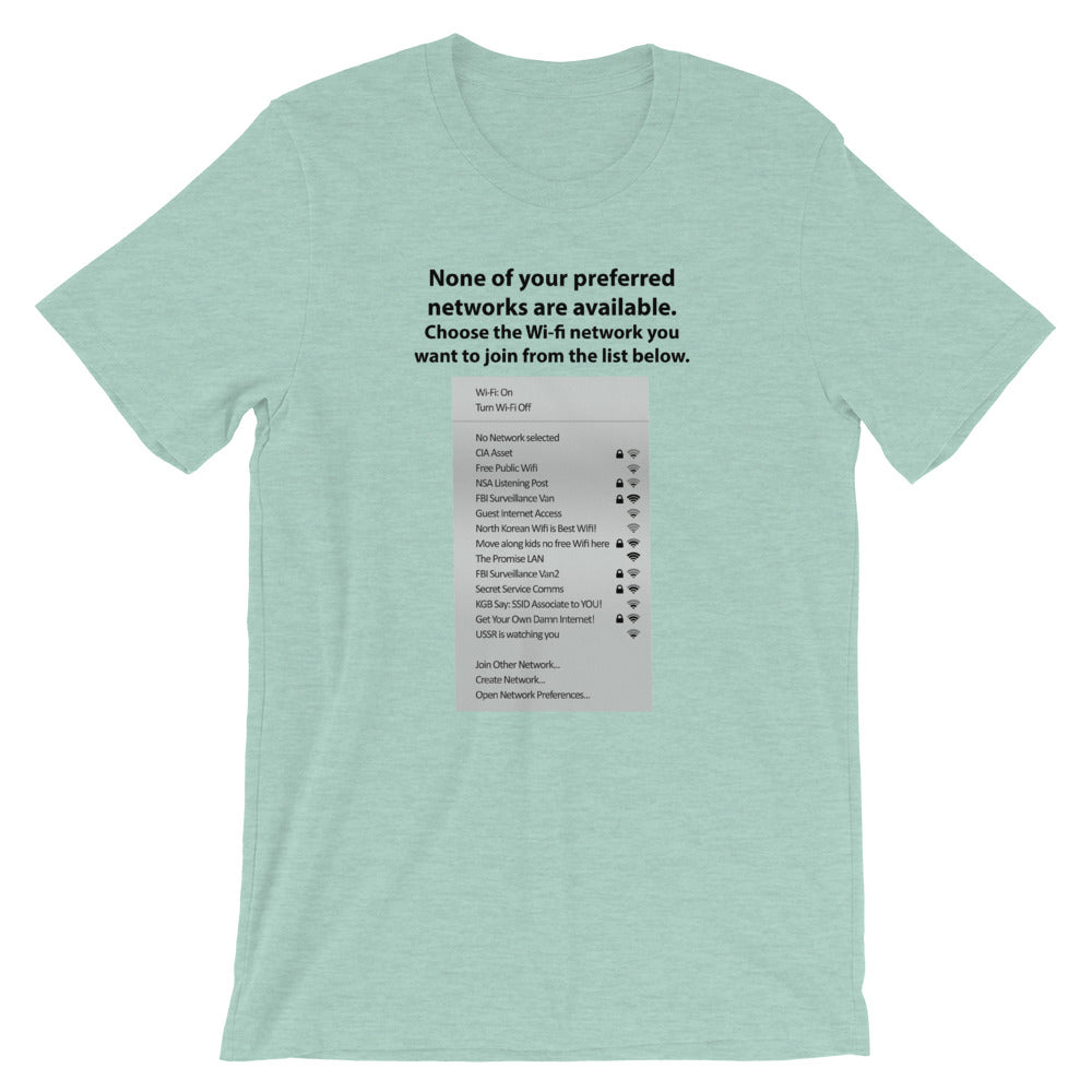 None of your preferred networks are available - Short-Sleeve Unisex T-Shirt (black text) by DarkByteGear