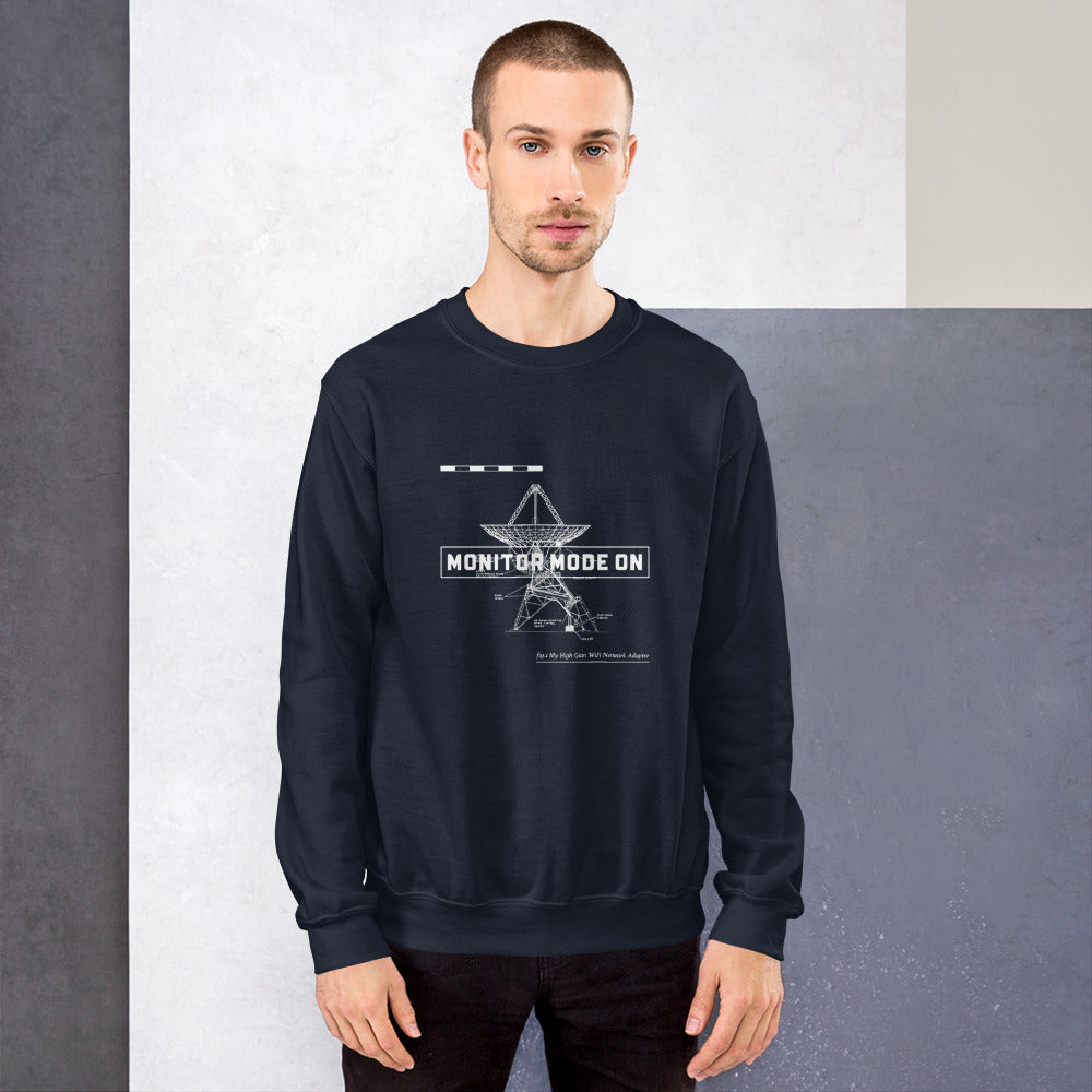 Monitor mode ON - Unisex Sweatshirt (white text) by DarkByteGear