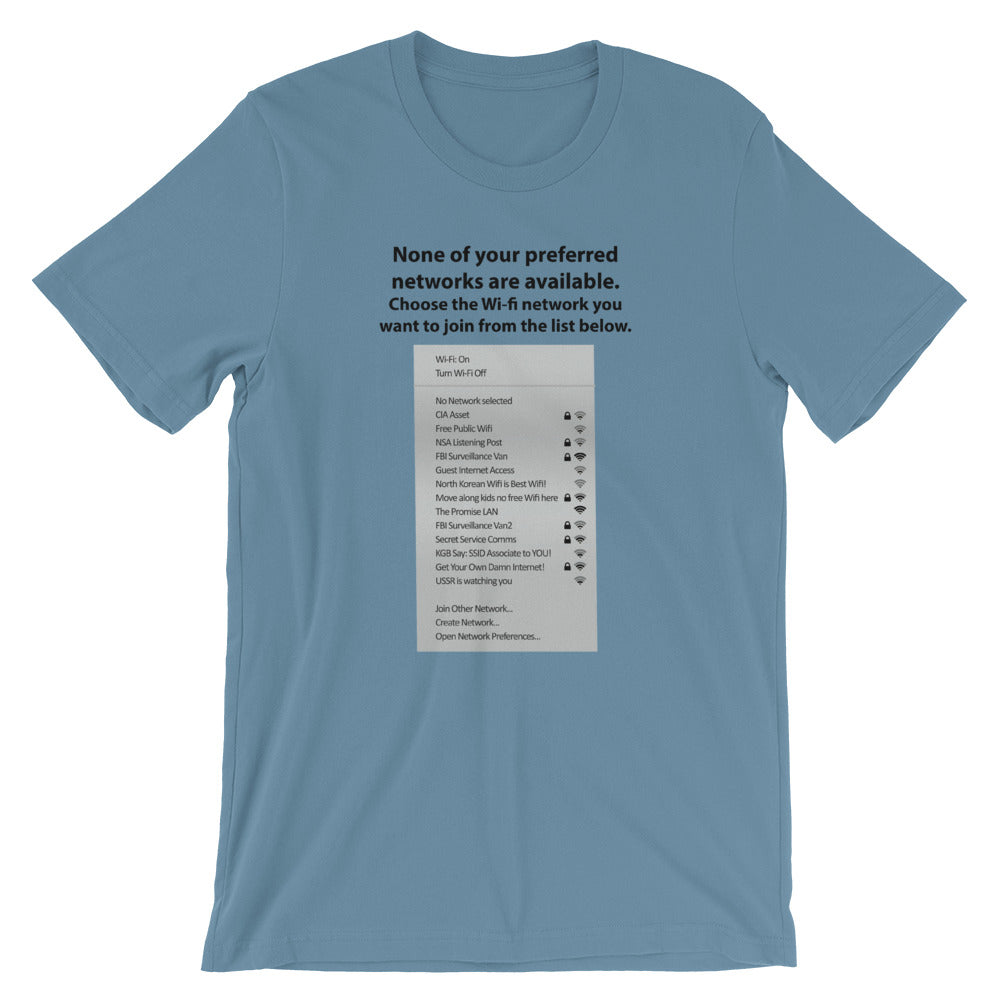 None of your preferred networks are available - Short-Sleeve Unisex T-Shirt (black text) by DarkByteGear