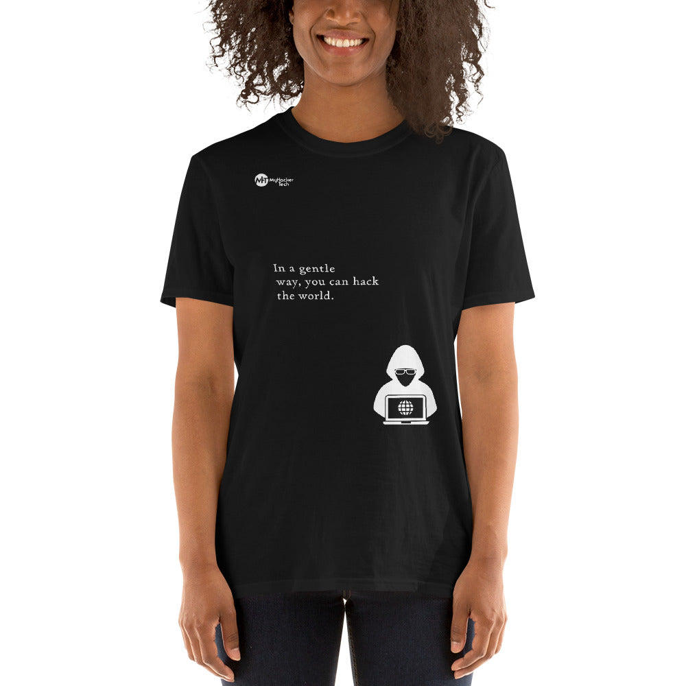 You can hack the world - Short-Sleeve Unisex T-Shirt (white text) by DarkByteGear