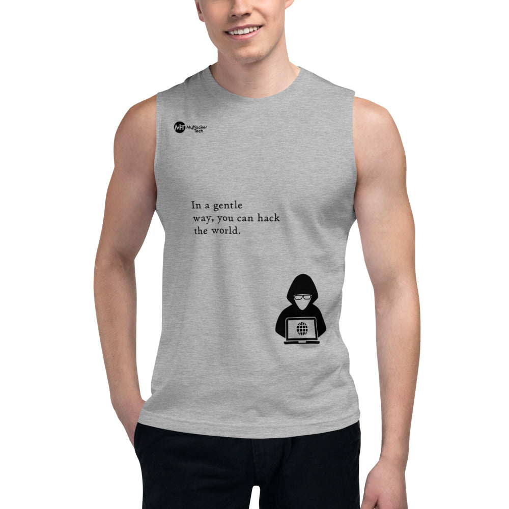 You can hack the world - Muscle Shirt (black text) by DarkByteGear
