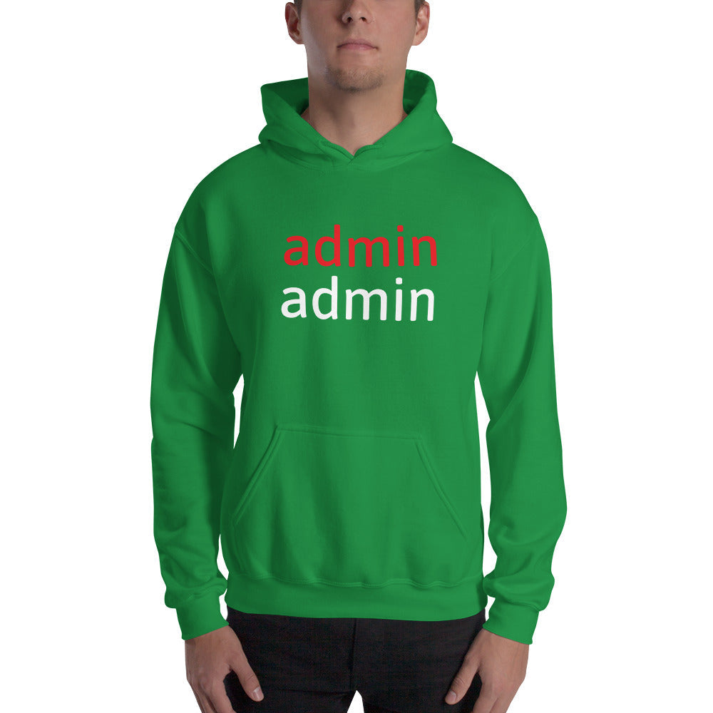 admin admin - Hooded Sweatshirt (white text) by DarkByteGear