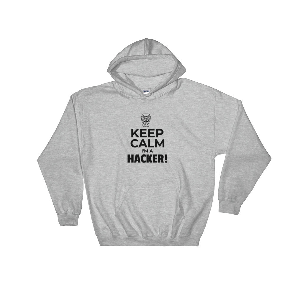 Keep Calm I'm a hacker! - Hooded Sweatshirt (black text) by DarkByteGear