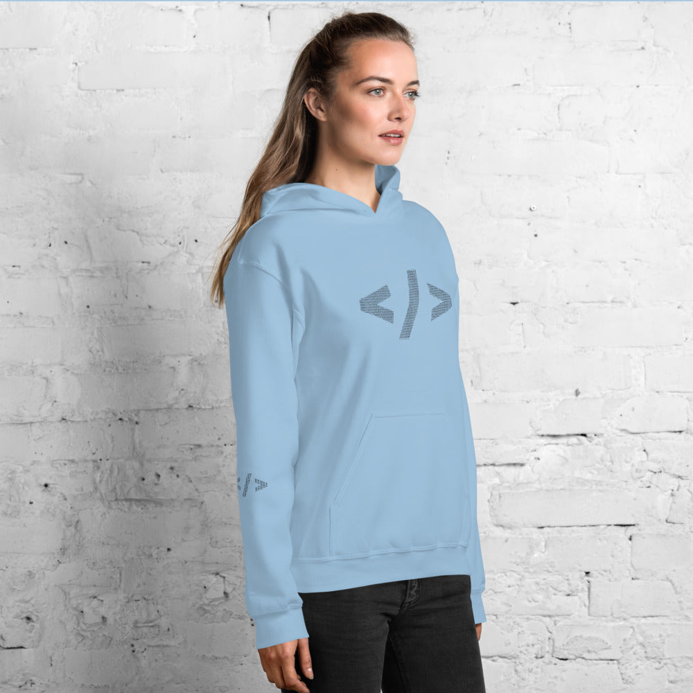 Culture of code in ASCII characters - Unisex Hoodie (black text) by DarkByteGear