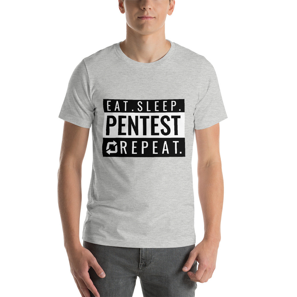 Eat sleep pentest repeat - Short-Sleeve Unisex T-Shirt (white) by DarkByteGear
