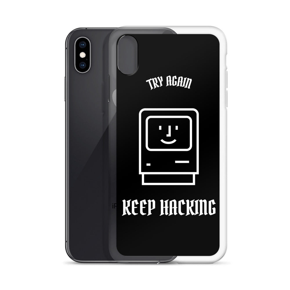 Keep hacking - iPhone Case (white text) by DarkByteGear