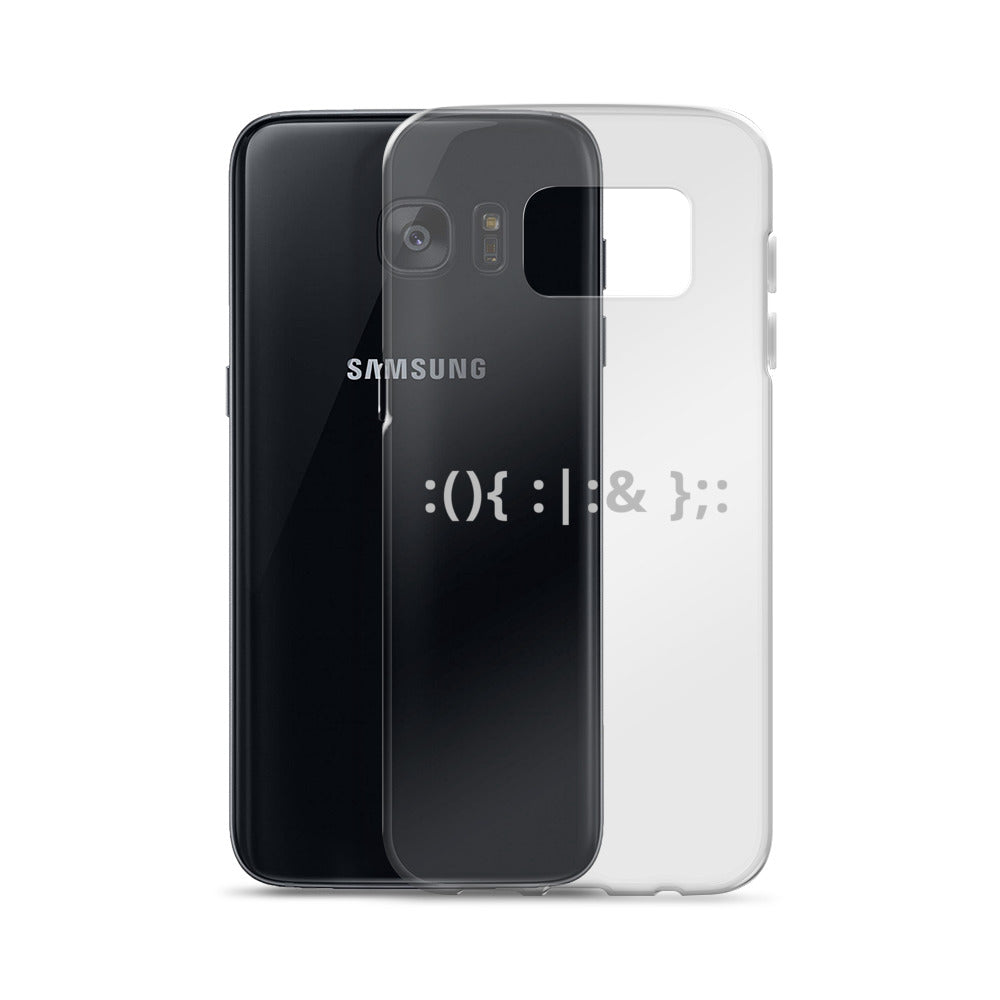 Linux Hackers - Bash Fork Bomb - White Text Samsung Case by DarkByteGear