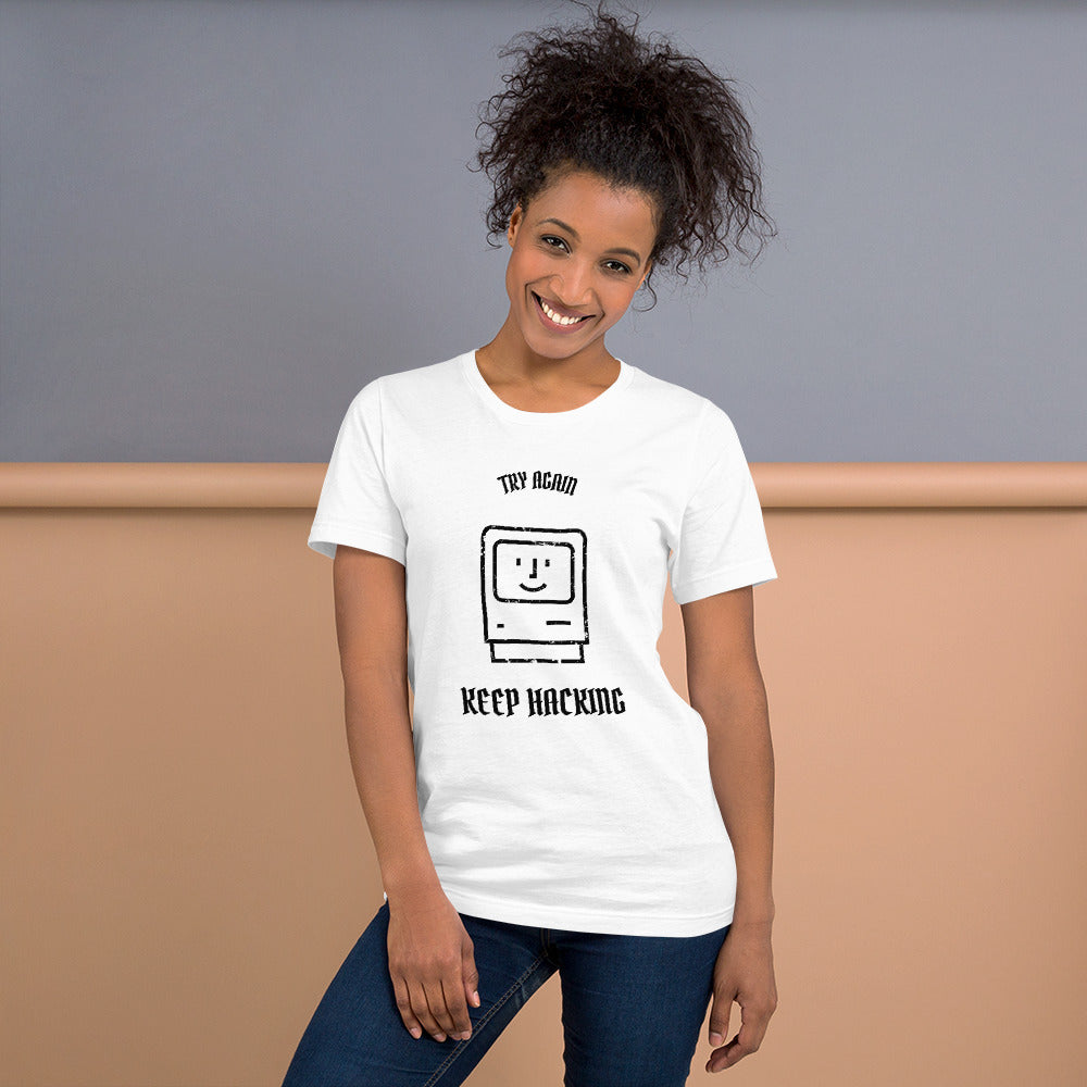 Keep hacking - Short-Sleeve Unisex T-Shirt (black text) by DarkByteGear
