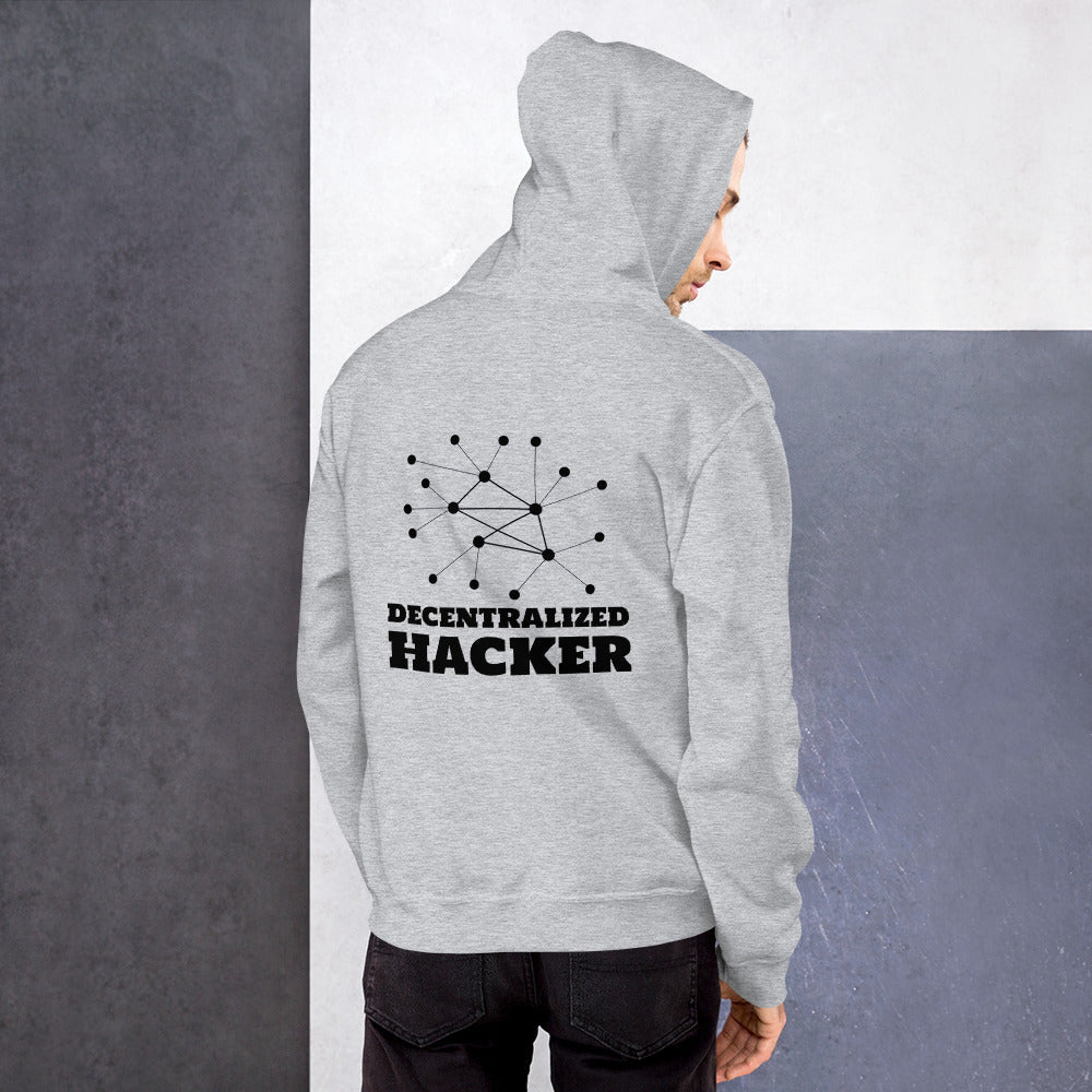Decentralized Hacker - Unisex Hoodie (black text) by DarkByteGear