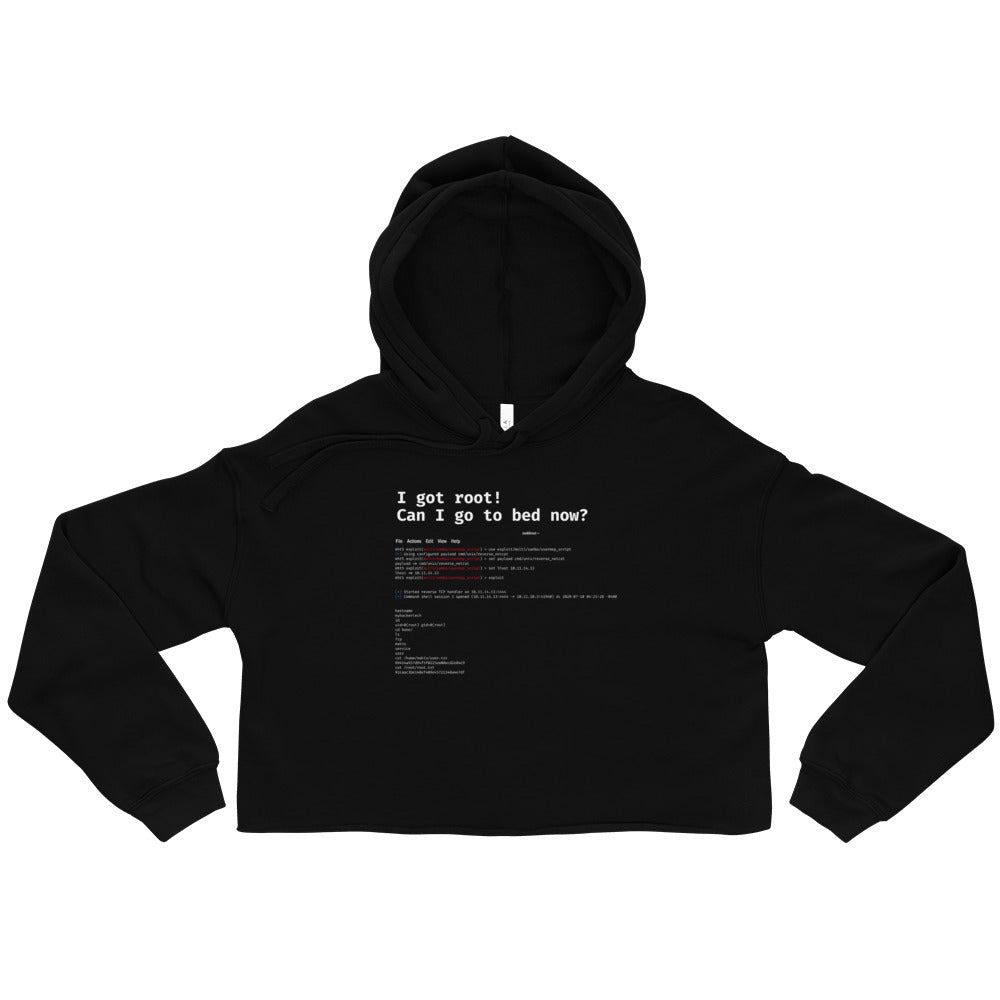 I got root! Can I go to bed now? - Crop Hoodie by DarkByteGear