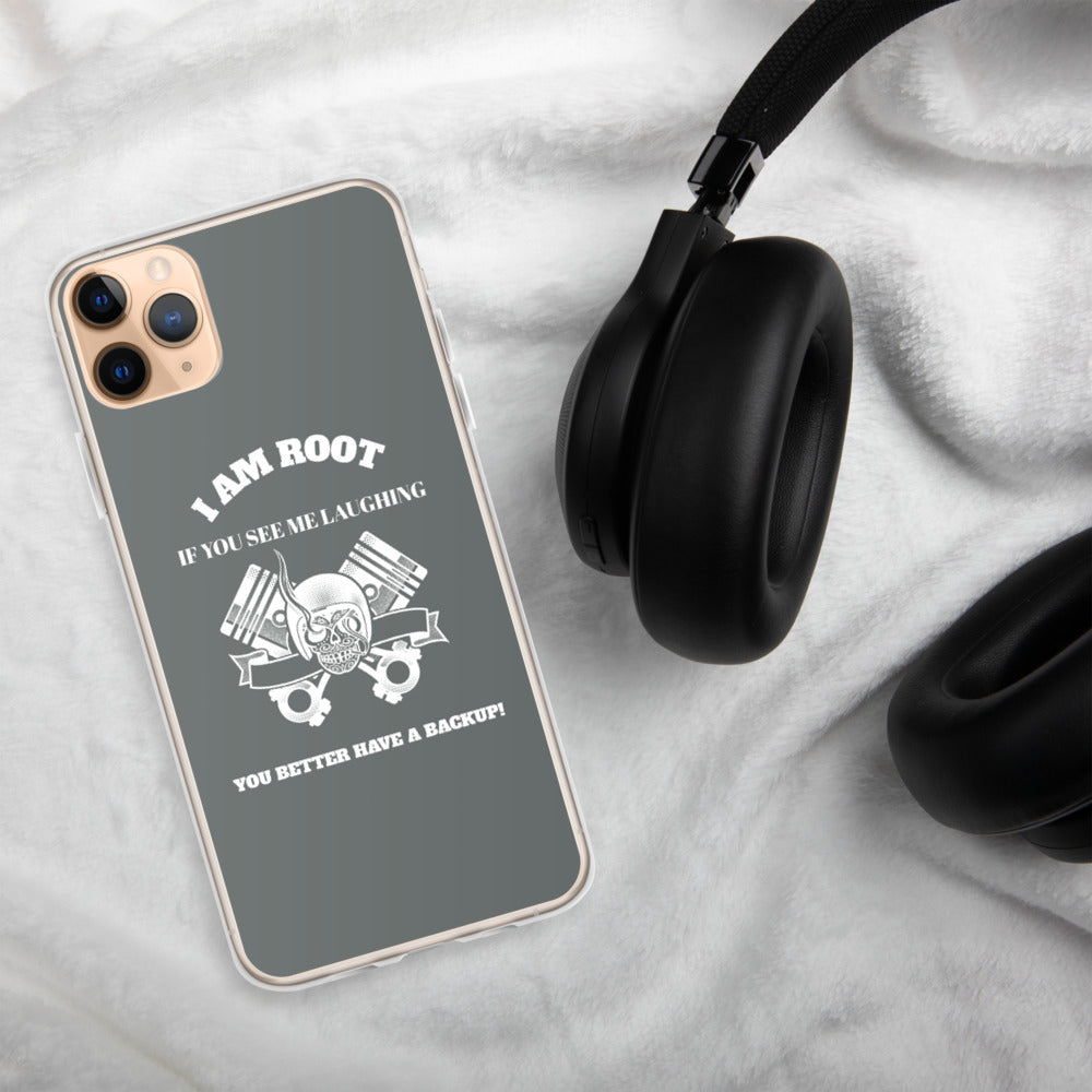 I Am Root If You See Me Laughing You Better Have A Backup - iPhone Case (grey) by DarkByteGear
