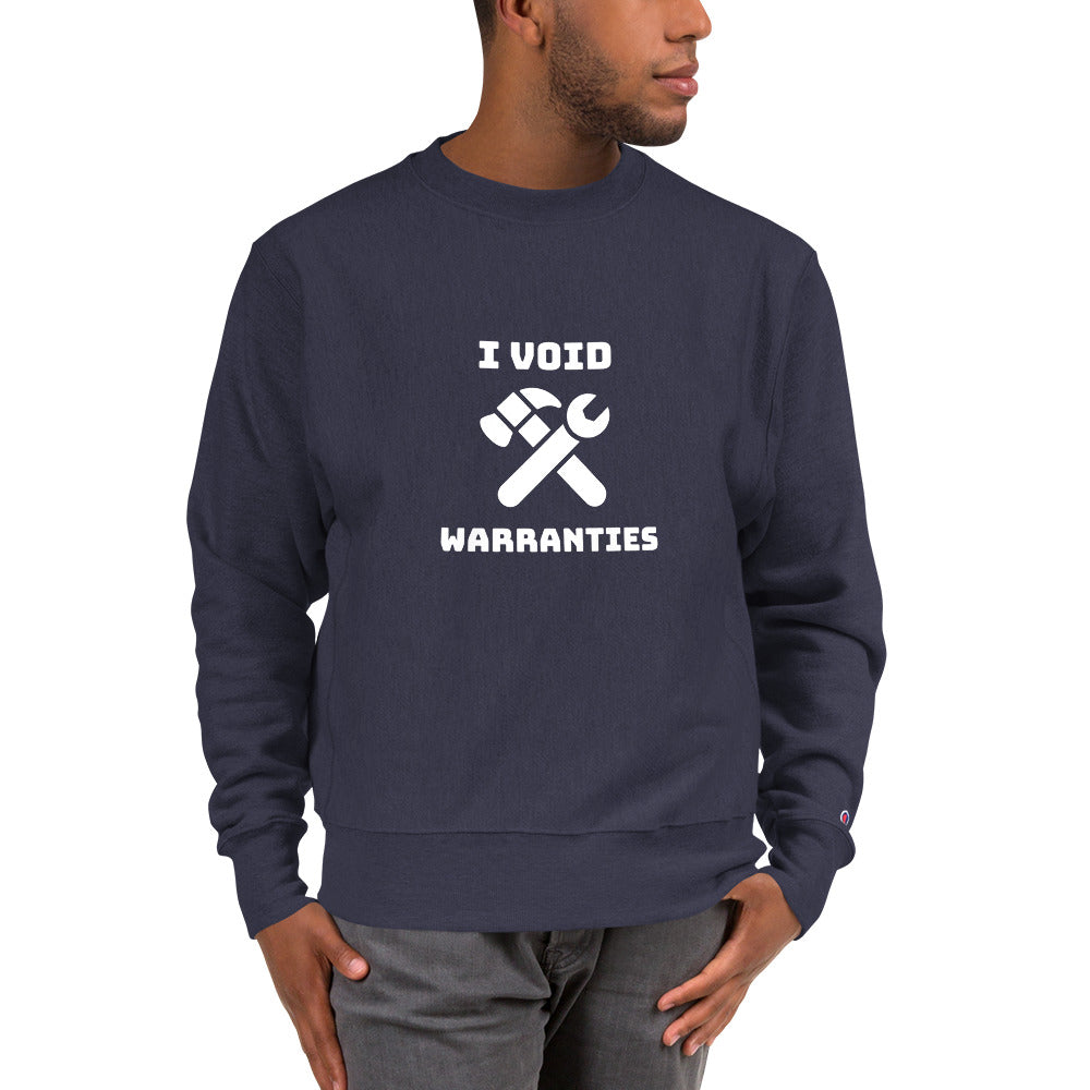 I void warranties - Champion Sweatshirt (white text) by DarkByteGear