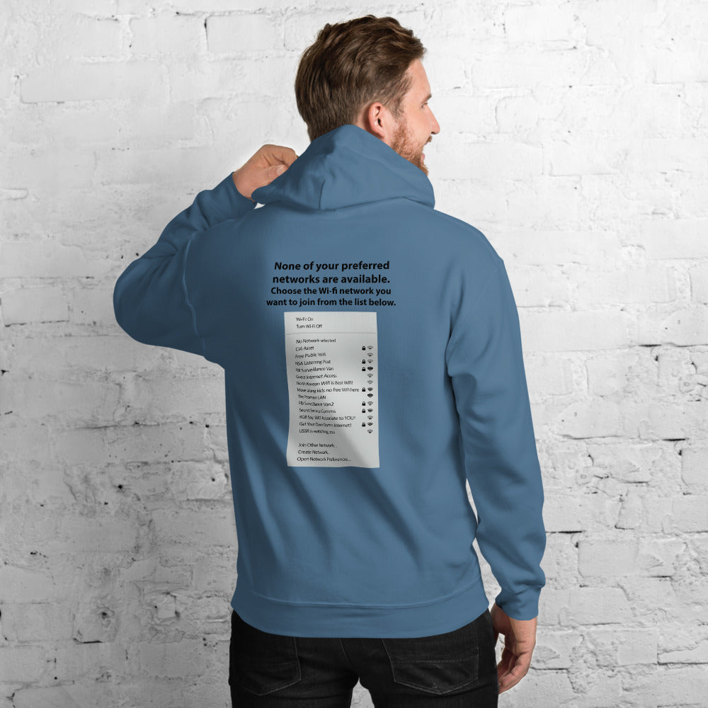 None of your preferred networks are available - Unisex Hoodie (black text) by DarkByteGear