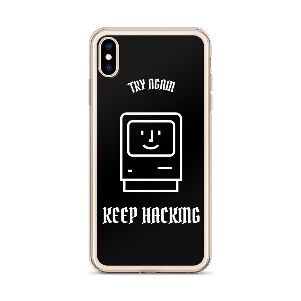 Keep hacking - iPhone Case (white text) by DarkByteGear