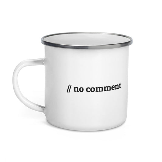 // no comment - Enamel Mug by DarkByteGear