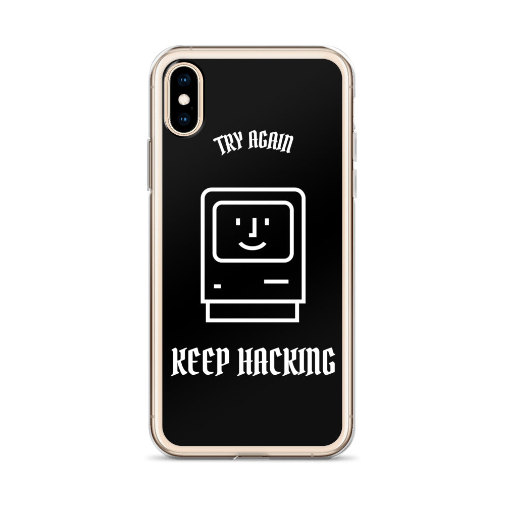 Keep hacking - iPhone Case (white text) by DarkByteGear