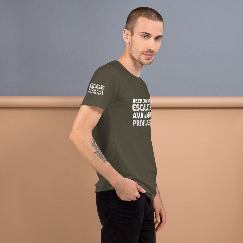 Keep calm and escalate privileges - Short-Sleeve Unisex T-Shirt by DarkByteGear