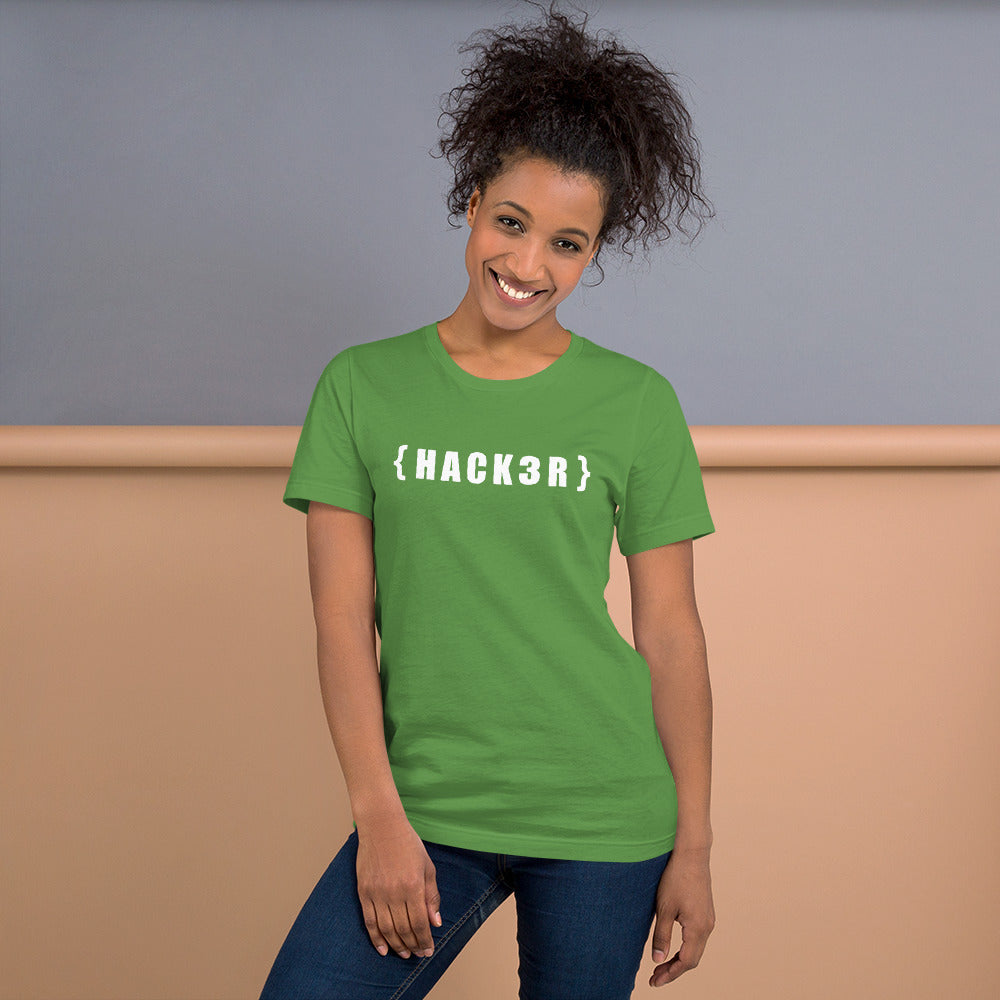 {HACKзR} Short-Sleeve Unisex T-Shirt (white text) by DarkByteGear