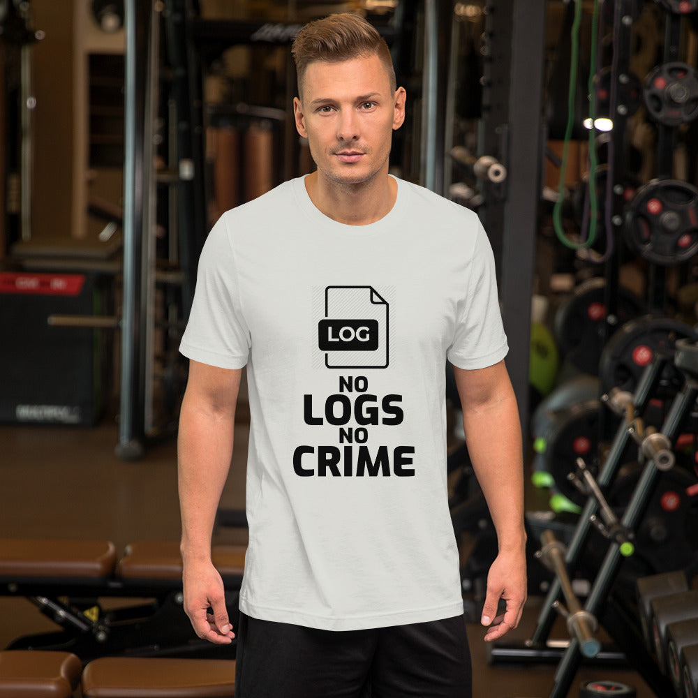 No logs no crime - Short-Sleeve Unisex T-Shirt (black text ) by DarkByteGear