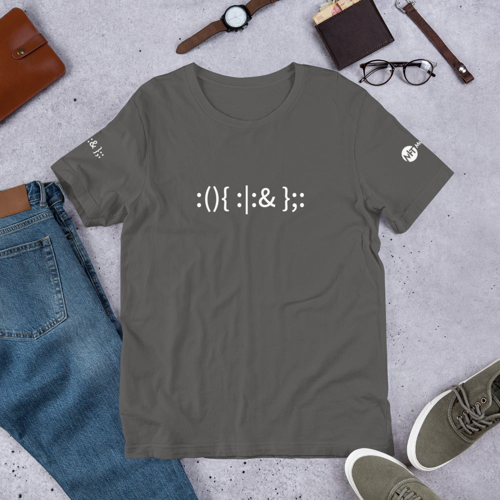 Linux Hackers - Bash Fork Bomb - Text Short-Sleeve Unisex T-Shirt by DarkByteGear