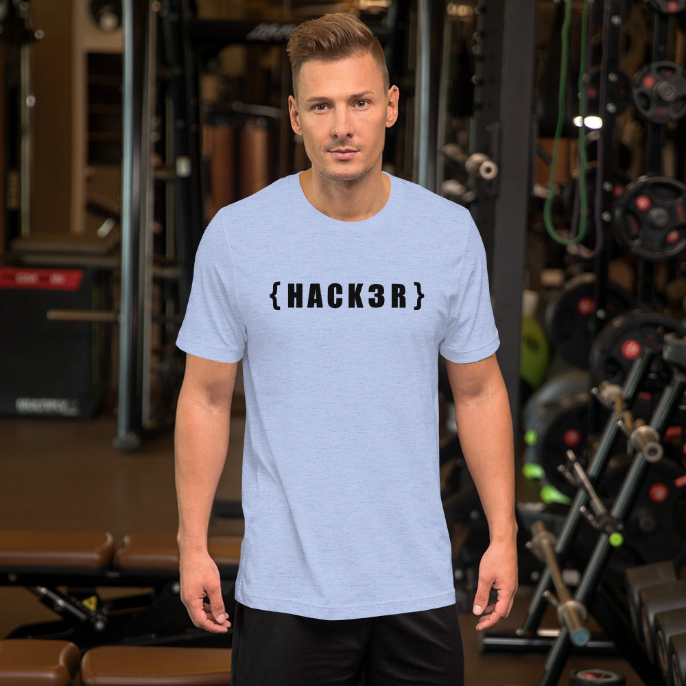 {HACKзR} Short-Sleeve Unisex T-Shirt (black text) by DarkByteGear