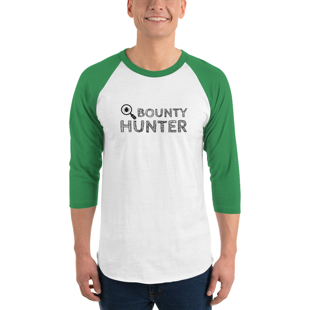 Bug bounty hunter - 3/4 sleeve raglan shirt (black text) by DarkByteGear