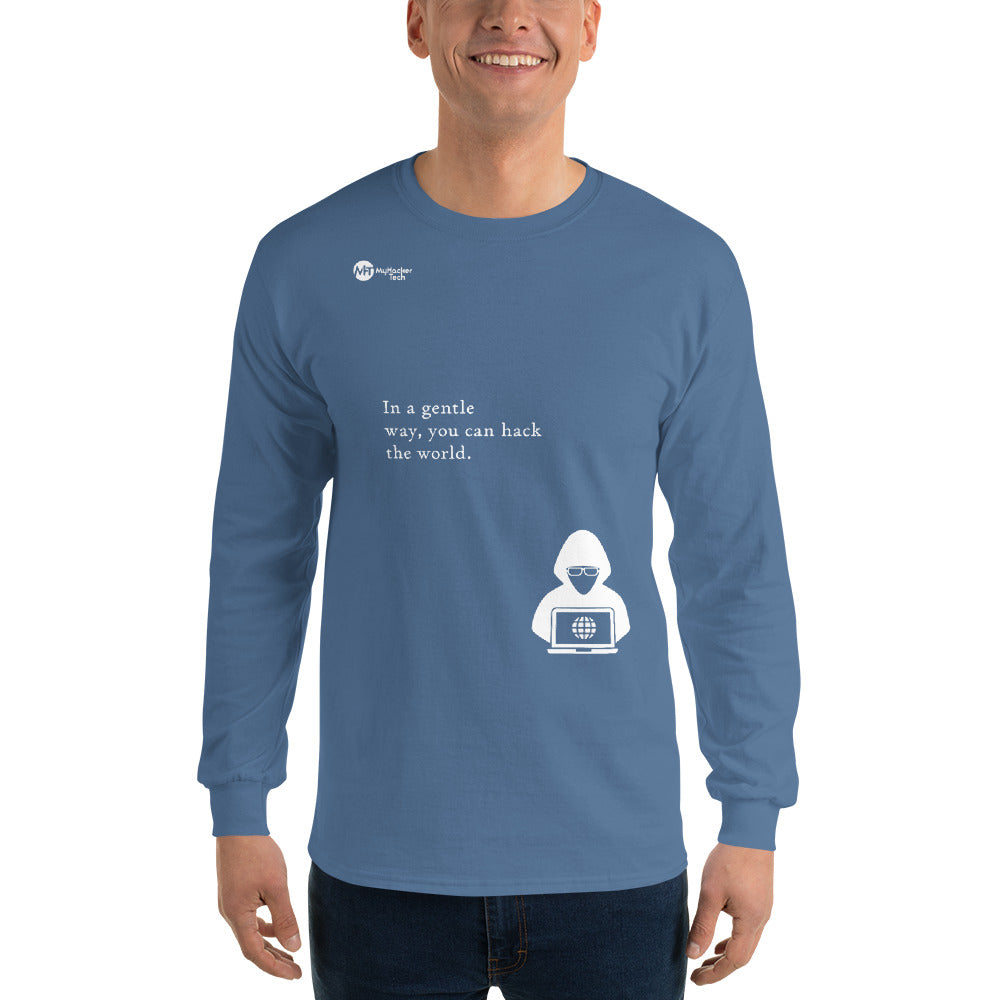 You can hack the world - Long Sleeve T-Shirt (white text) by DarkByteGear