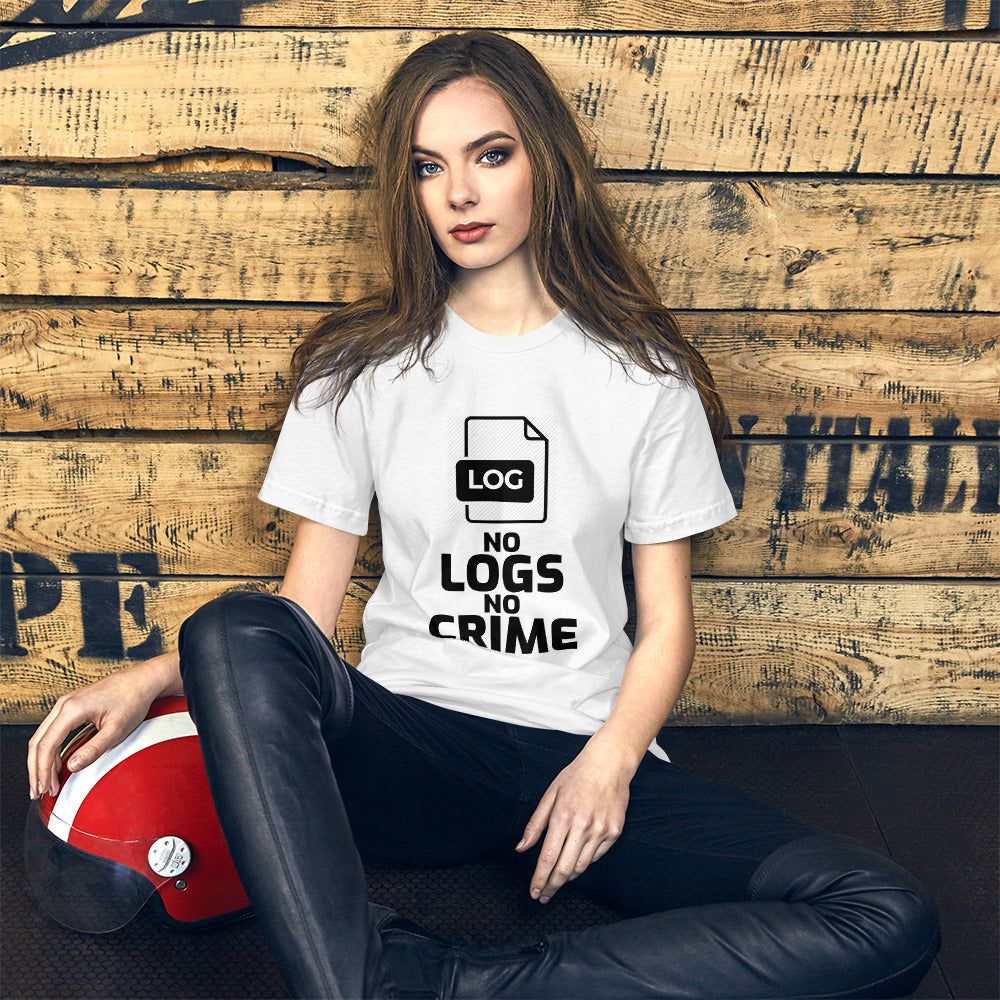 No logs no crime - Short-Sleeve Unisex T-Shirt (black text ) by DarkByteGear