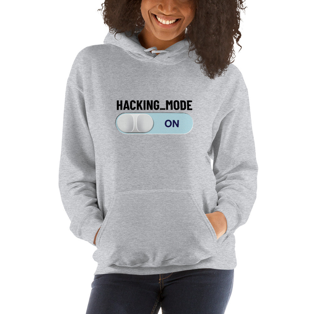 Hacking mode ON - Unisex Hoodie (black text) by DarkByteGear