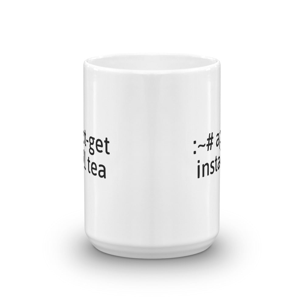 "apt-get install tea" Hacker Mug (White) by DarkByteGear