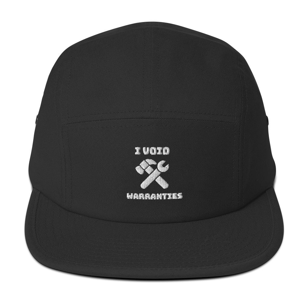 I void warranties - Five Panel Cap (white text) by DarkByteGear