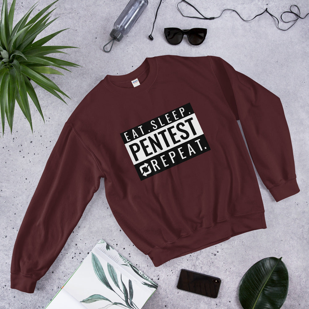 Eat sleep pentest repeat - Unisex Sweatshirt (white) by DarkByteGear