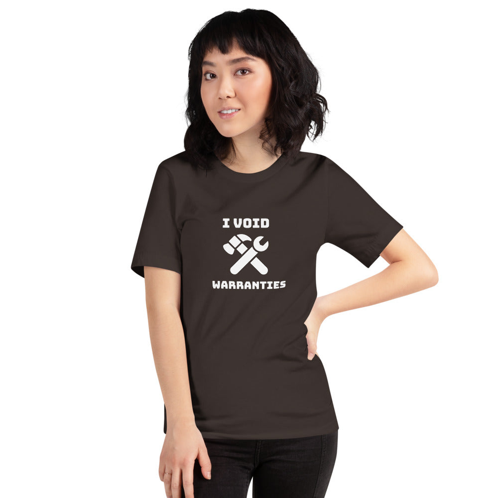 I void warranties - Short-Sleeve Unisex T-Shirt (white text) by DarkByteGear
