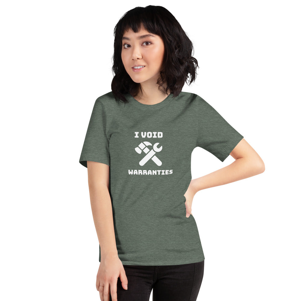 I void warranties - Short-Sleeve Unisex T-Shirt (white text) by DarkByteGear