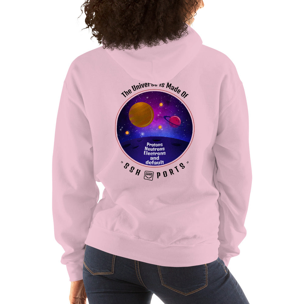 The Universe Is Made Of Default SSH Ports - Unisex Hoodie (black text) by DarkByteGear