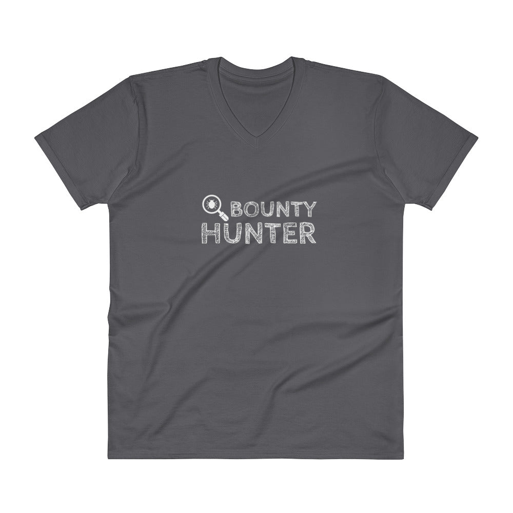 Bug bounty hunter - V-Neck T-Shirt (white text) by DarkByteGear