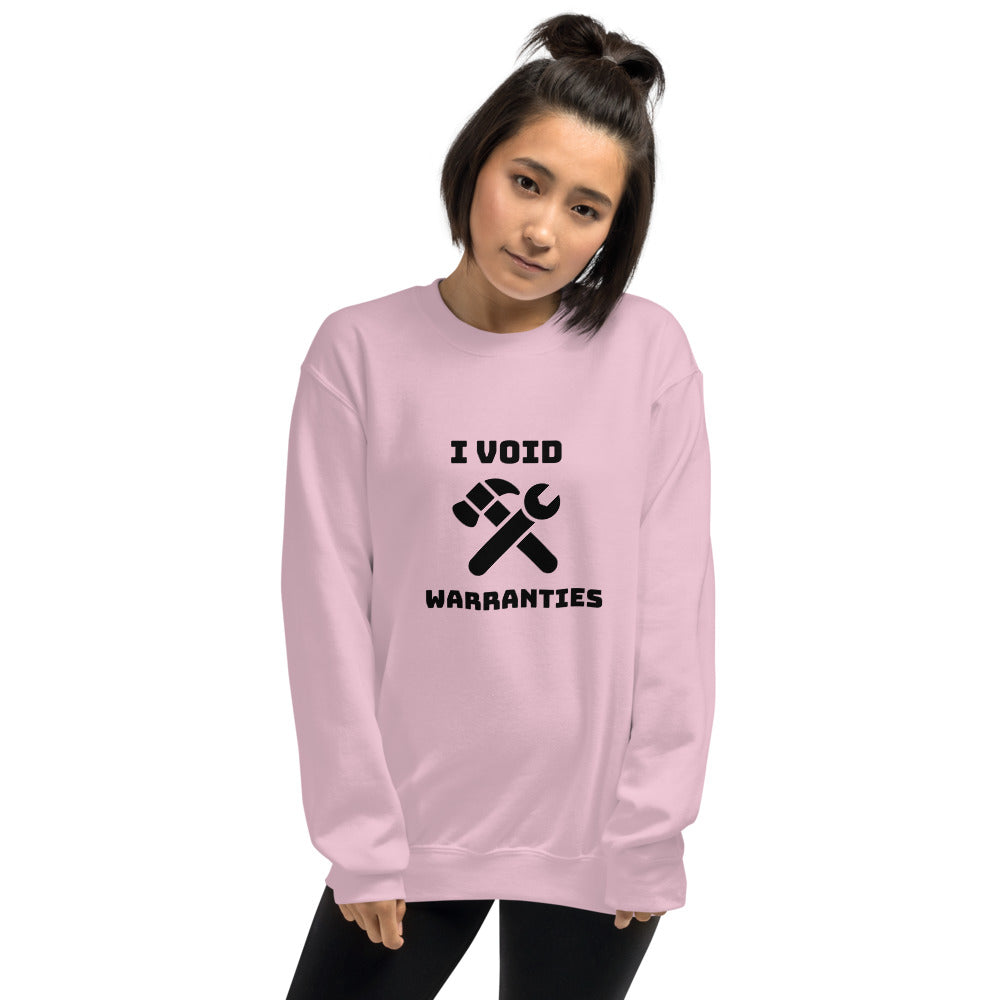 I void warranties - Unisex Sweatshirt (black text ) by DarkByteGear
