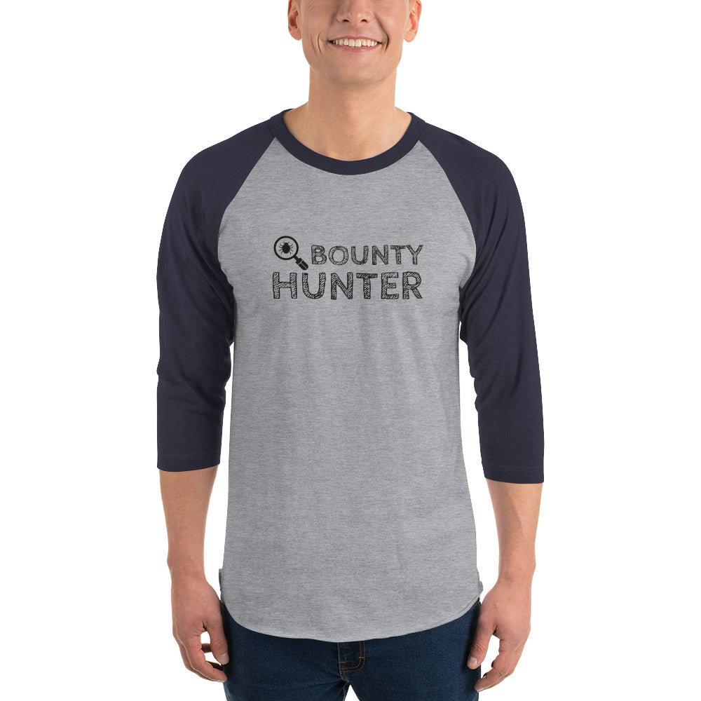 Bug bounty hunter - 3/4 sleeve raglan shirt (black text) by DarkByteGear