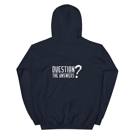 Question the answers - Unisex Hoodie (white text) by DarkByteGear