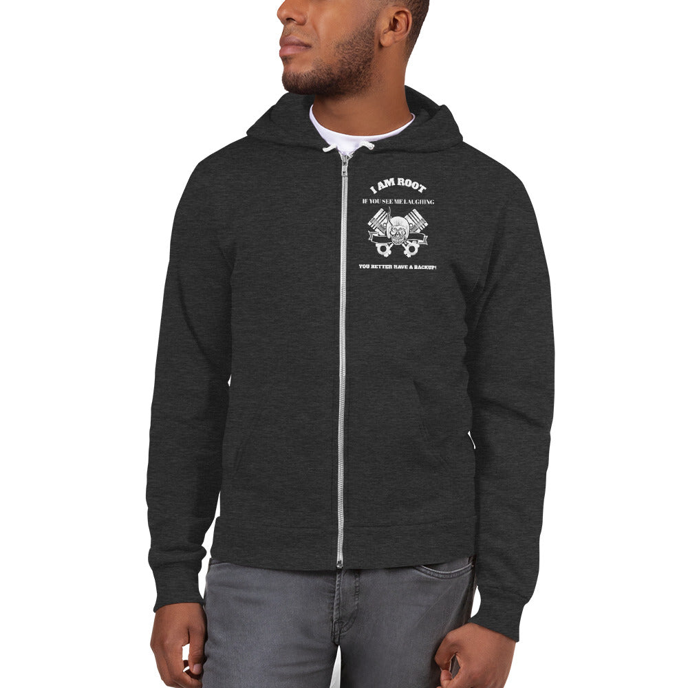 I Am Root If You See Me Laughing You Better Have A Backup - Hoodie sweater (white text) by DarkByteGear
