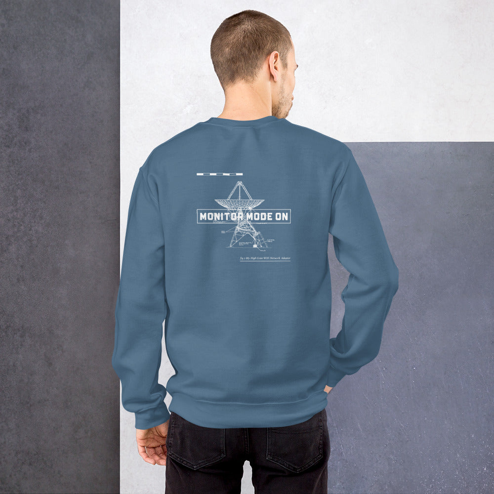 Monitor mode ON - Unisex Sweatshirt (white text) by DarkByteGear