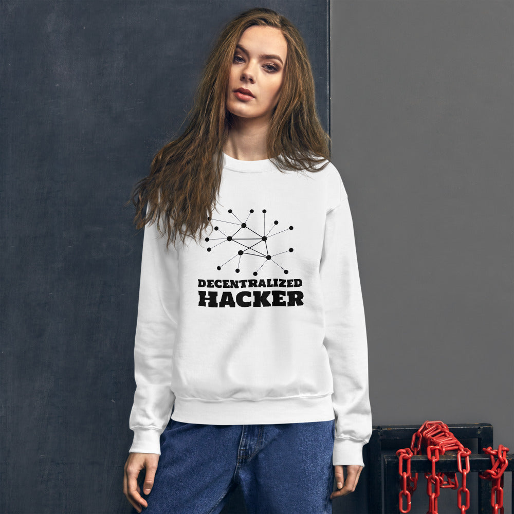 Decentralized Hacker - Unisex Sweatshirt (black text) by DarkByteGear