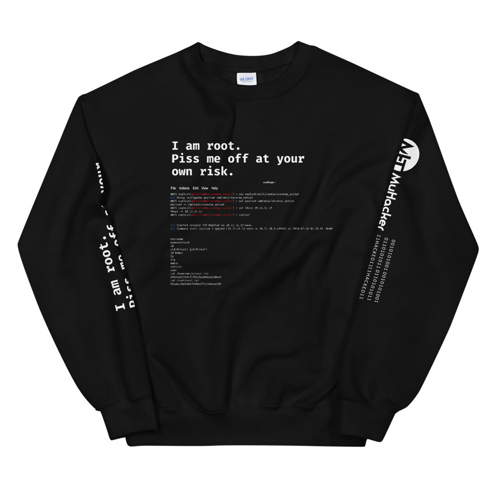 I am root. Piss me off at your own risk - Unisex Sweatshirt by DarkByteGear