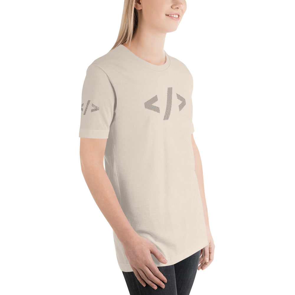 Culture of code in ASCII characters - Short-Sleeve Unisex T-Shirt (black text) by DarkByteGear