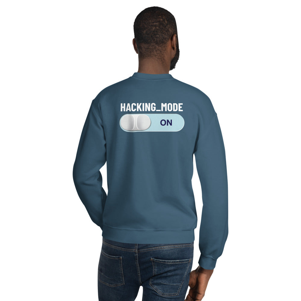 Hacking mode ON - Unisex Sweatshirt (white text) by DarkByteGear